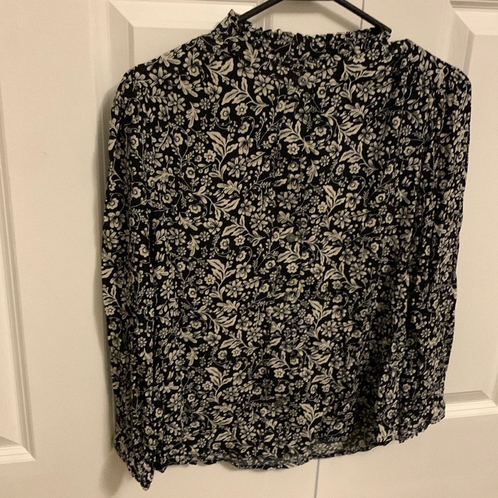 Jcrew black floral button up top